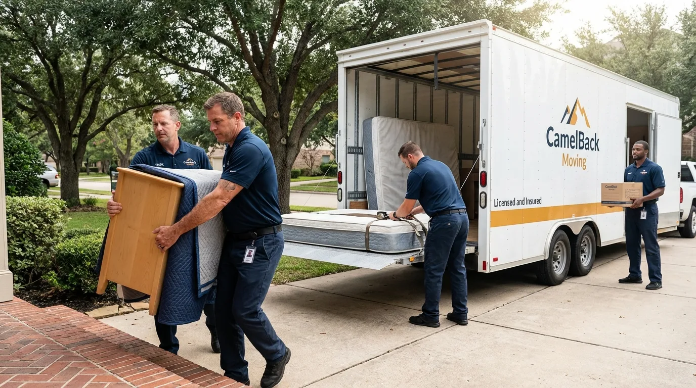 Crew loading residential truck for cross-state move from Lutz, FL