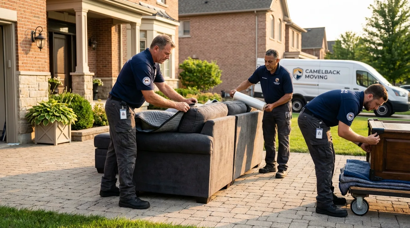 Large estate moving crew wrapping furniture in Lutz, FL
